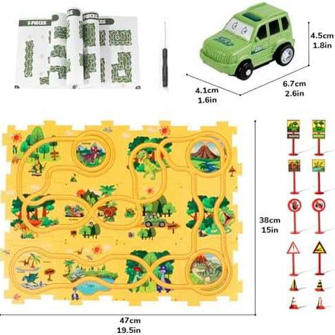 Dinosaur Puzzle Race Track Play Set with Car