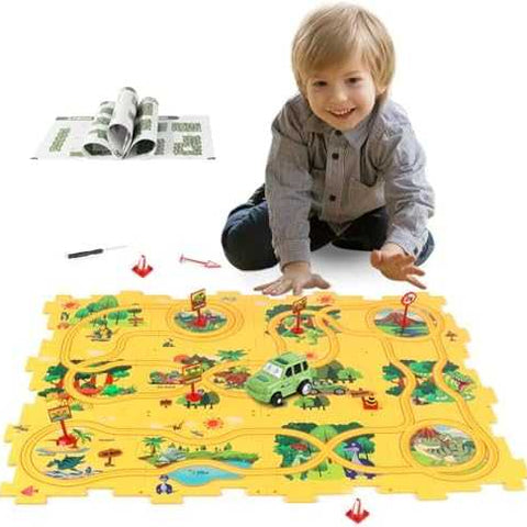 Dinosaur Puzzle Race Track Play Set with Car