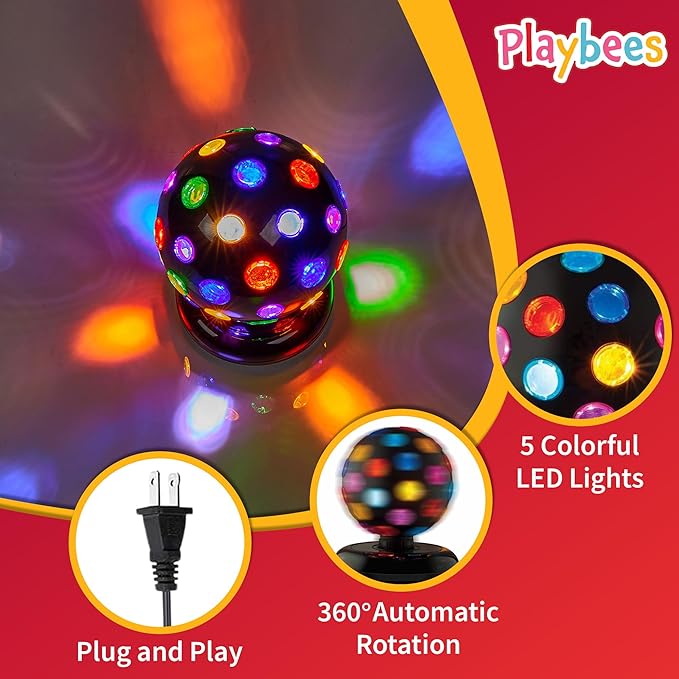 Playbees Rotating Disco Ball with LED Lights
