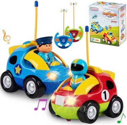 Prextex Cartoon RC Cars Set – Police & Race Car