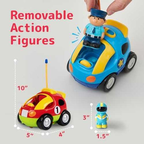 Prextex Cartoon RC Cars Set – Police & Race Car