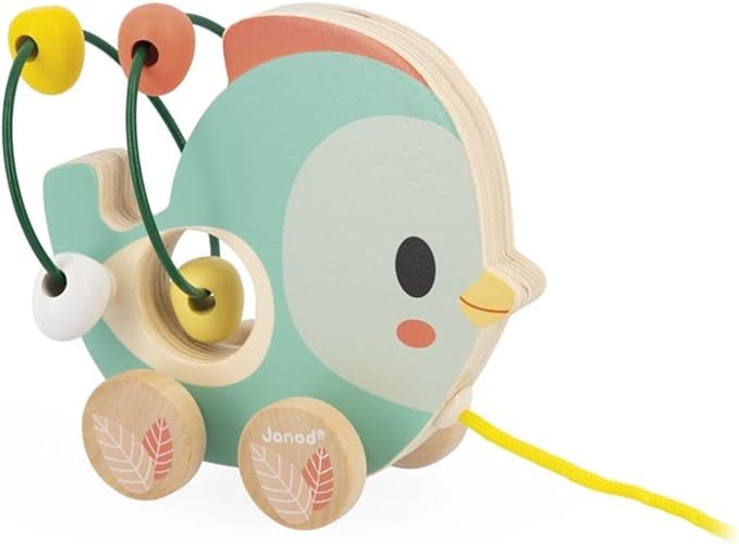 Janod Pure Pull-Along Animals x9 - Bead Mazes on Wheels