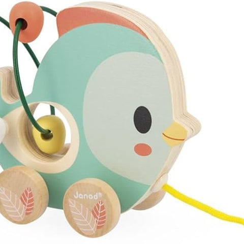 Janod Pure Pull-Along Animals x9 - Bead Mazes on Wheels