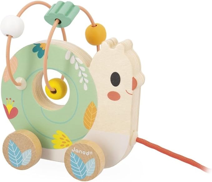 Janod Pure Pull-Along Animals x9 - Bead Mazes on Wheels