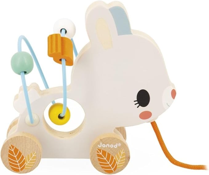 Janod Pure Pull-Along Animals x9 - Bead Mazes on Wheels