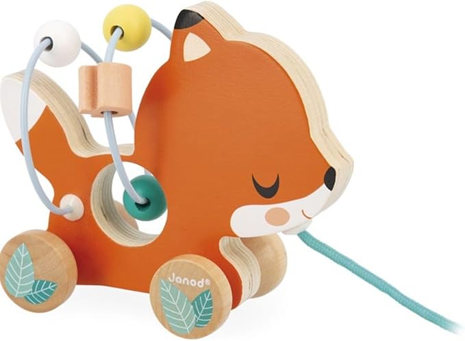 Janod Pure Pull-Along Animals x9 - Bead Mazes on Wheels