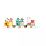 Janod Pure Pull-Along Train - Wooden 17-Piece Stacker Toy
