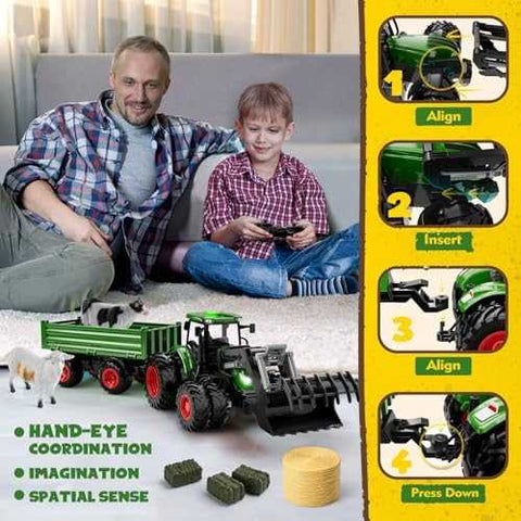RC Tractor with Trailer & Front Loader