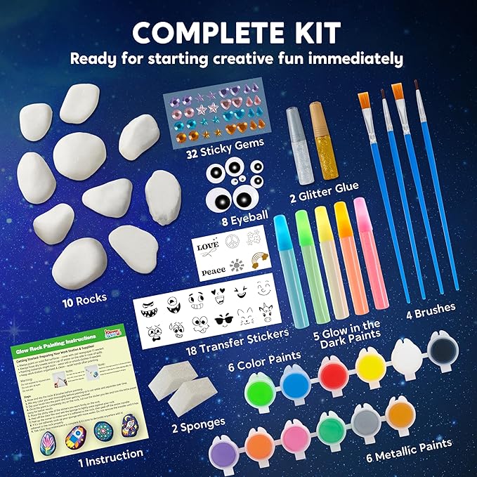 Rock Painting Kit- Glow in The Dark Rock Kit