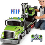 2-in-1 RC Lowbed Semi-Trailer Truck & Excavator Toy Set - 1:12 Scale