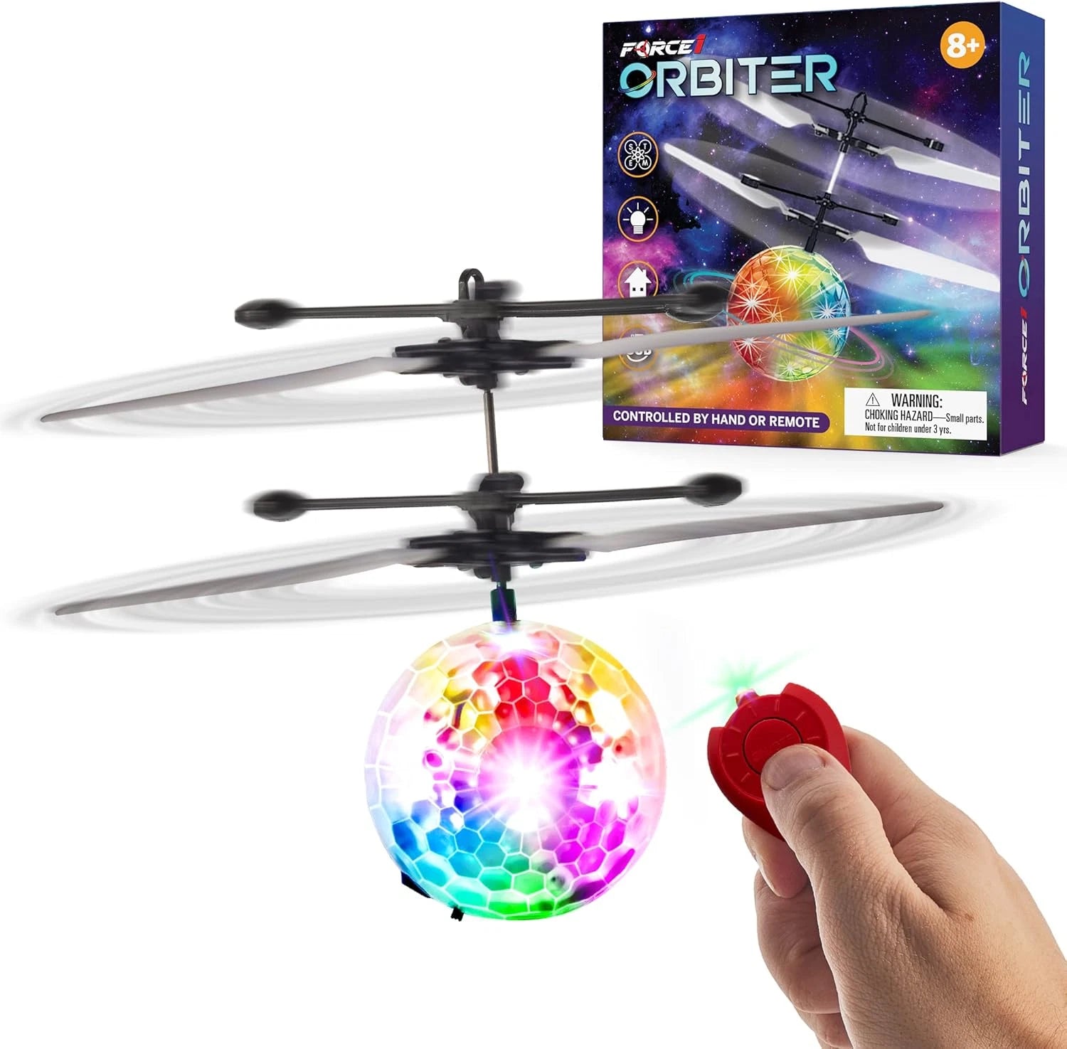 Force1 Orbiter Flying Orb Ball - Hand Operated Spinner Drone - Mini UF