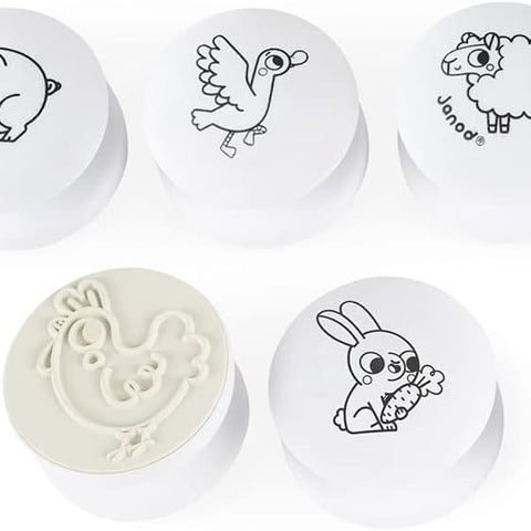 Janod Stampinoo Baby Farm - 5 Easy-Grip Toddler Stamps Set