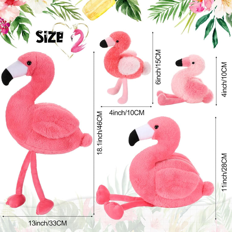 Skylety 18 Inches Flamingo Stuffed Animal with 4 Babies Plush Toys Inside