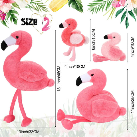 Skylety 18 Inches Flamingo Stuffed Animal with 4 Babies Plush Toys Inside