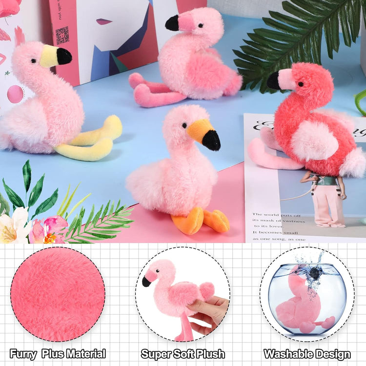 Skylety 18 Inches Flamingo Stuffed Animal with 4 Babies Plush Toys Inside