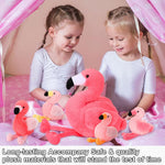 Skylety 18 Inches Flamingo Stuffed Animal with 4 Babies Plush Toys Inside