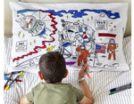 Coloring Space Pillowcase - Planets & Rockets - eatsleepdoodle