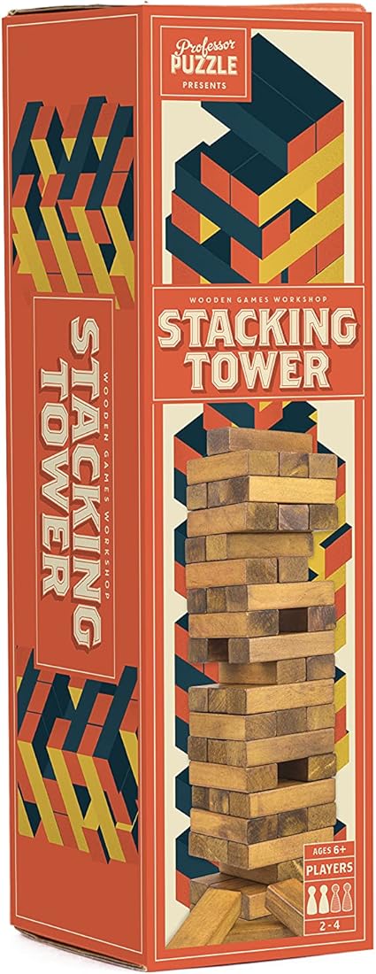 Stacking Tower - 54 Wooden Blocks for Skillful Family Play