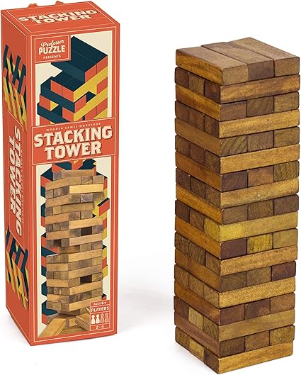 Stacking Tower - 54 Wooden Blocks for Skillful Family Play