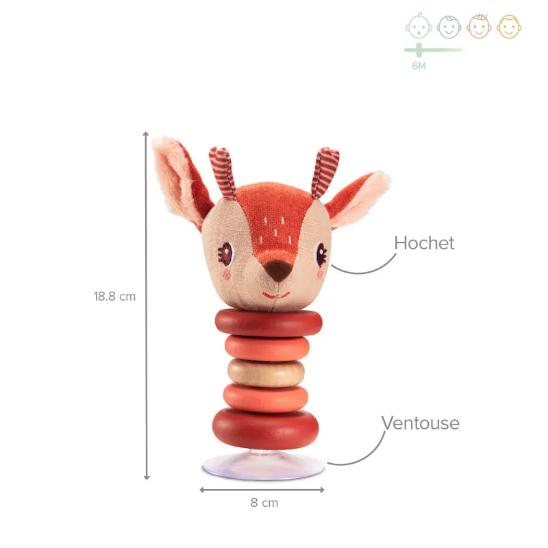 LILLIPUTIENS Stella Swinging Rattle - Suction Cup Fawn Toy
