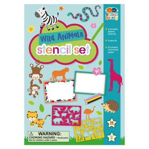 Buddy & Barney Wild Animals Stencils & Pencils Wallet - Draw Anywhere