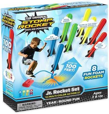 Stomp Rocket Jr Multi-Color Foam Rocket Launcher (8 Rockets)
