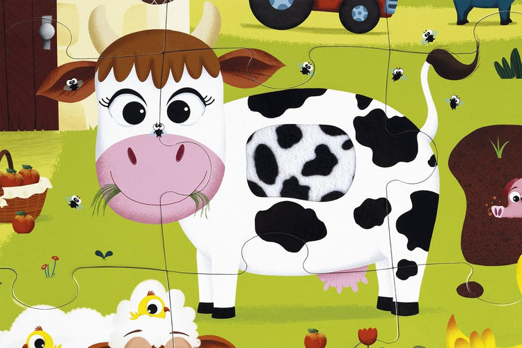Janod Tactile Farm Puzzle - 20 Pieces with 7 Touch Textures