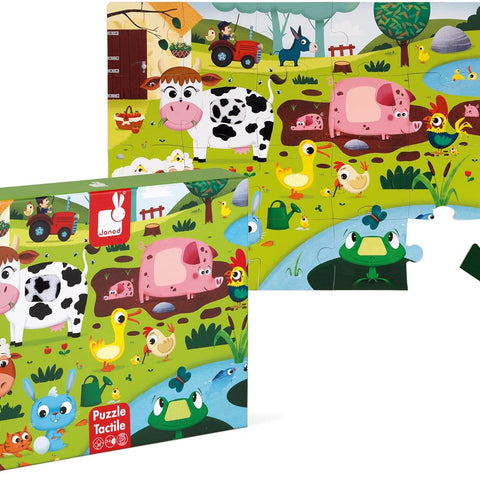 Janod Tactile Farm Puzzle - 20 Pieces with 7 Touch Textures
