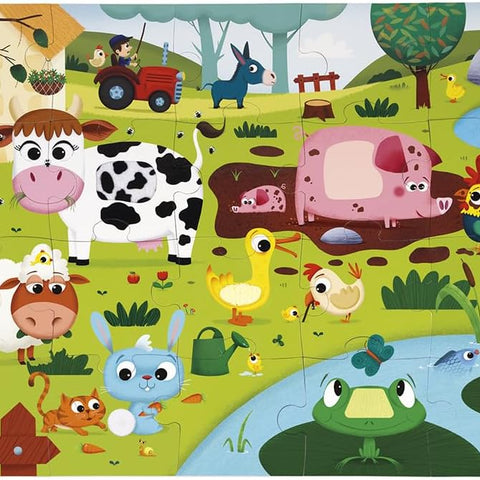 Janod Tactile Farm Puzzle - 20 Pieces with 7 Touch Textures