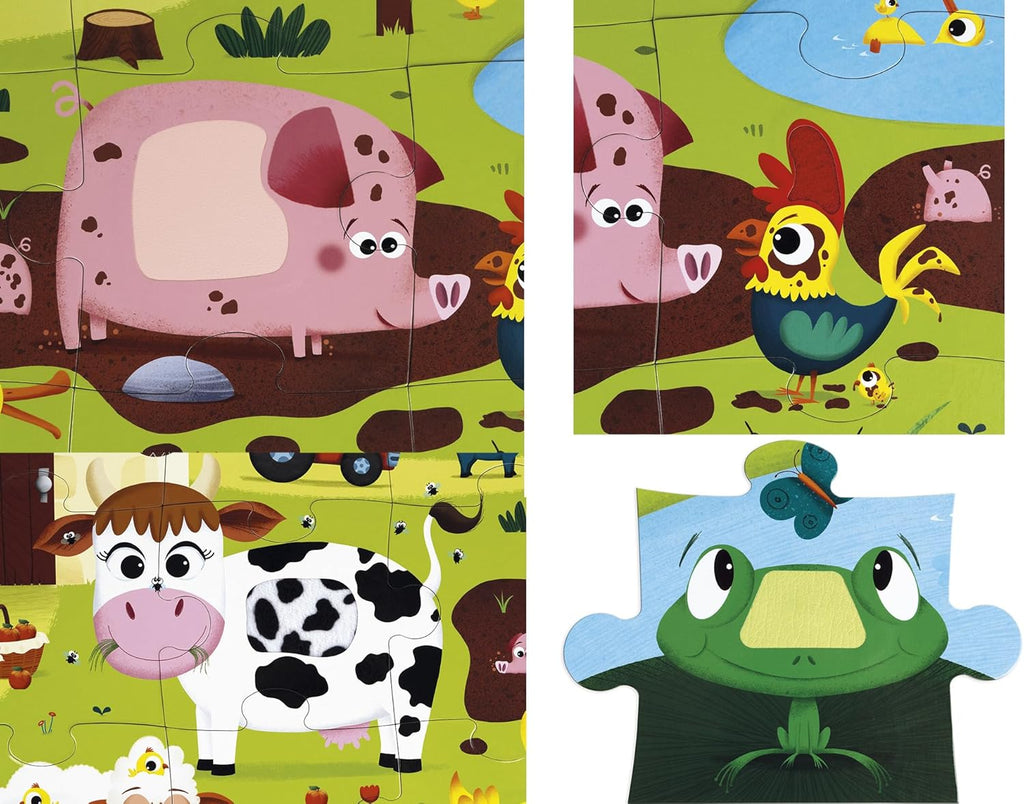 Janod Tactile Farm Puzzle - 20 Pieces with 7 Touch Textures