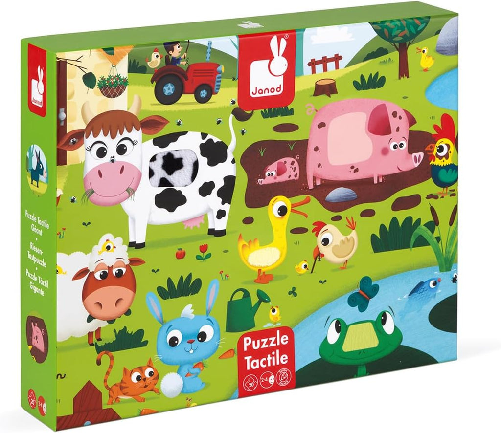 Janod Tactile Farm Puzzle - 20 Pieces with 7 Touch Textures