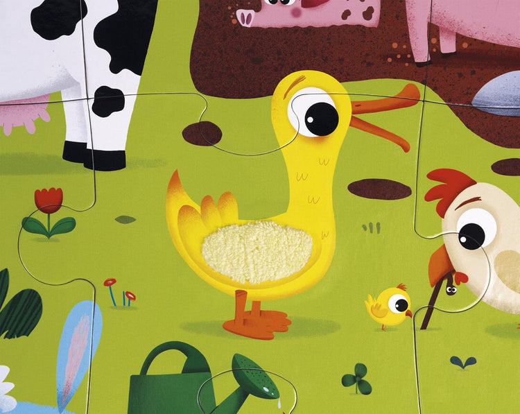Janod Tactile Farm Puzzle - 20 Pieces with 7 Touch Textures