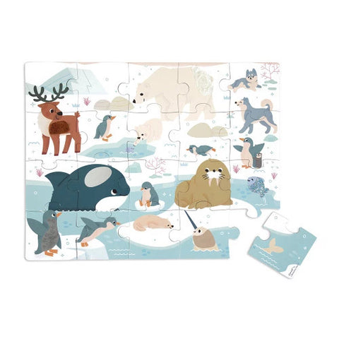 Janod Tactile Polar Animals Puzzle - 20 Pieces with 7 Textures