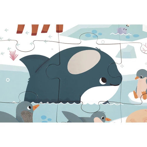 Janod Tactile Polar Animals Puzzle - 20 Pieces with 7 Textures