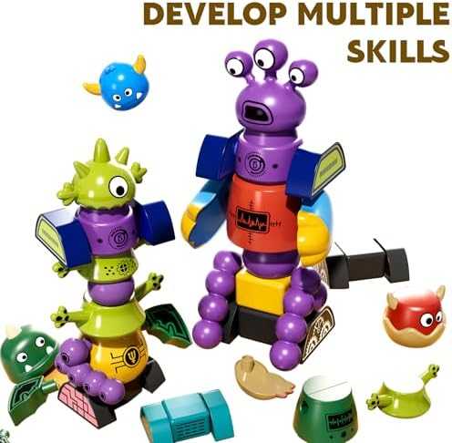 TEMI Magnetic Robot Stacking Toy Set with Storage Box