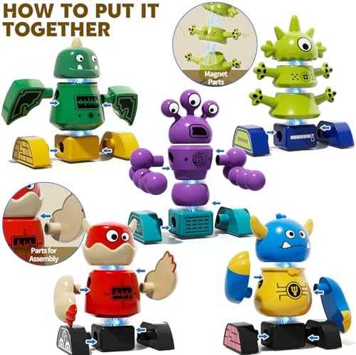 TEMI Magnetic Robot Stacking Toy Set with Storage Box