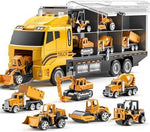 TEMI Die-Cast Construction Vehicle Carrier Set with Play Mat