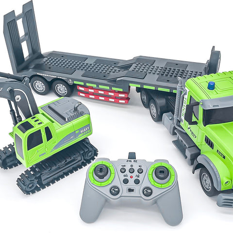 2-in-1 RC Semi-Trailer Truck & Excavator Toy Set - 1:12 Scale