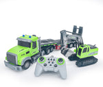 2-in-1 RC Lowbed Semi-Trailer Truck & Excavator Toy Set - 1:12 Scale