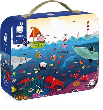 Janod Seafloor Suitcase Puzzle - 100-Piece Ocean Adventure