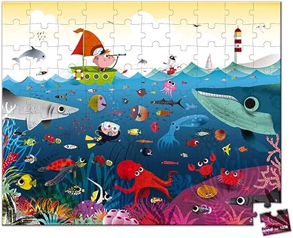 Janod Seafloor Suitcase Puzzle - 100-Piece Ocean Adventure