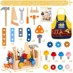 TONZE Wooden Kids Tool Set with Apron (39 pcs)