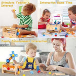 TONZE Wooden Kids Tool Set with Apron (39 pcs)