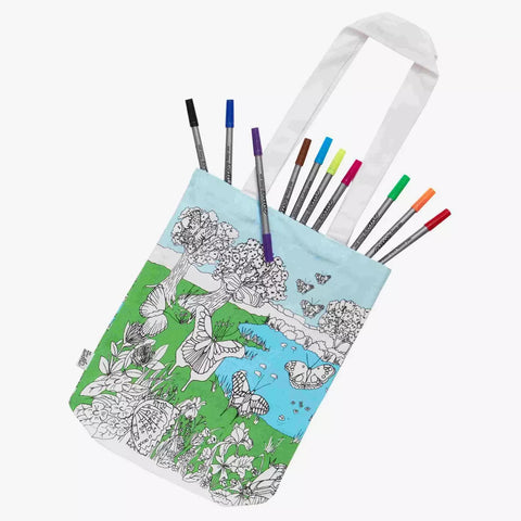 Color-In Butterfly Tote Bag - 28 x 38 cm Cotton - eatsleepdoodle