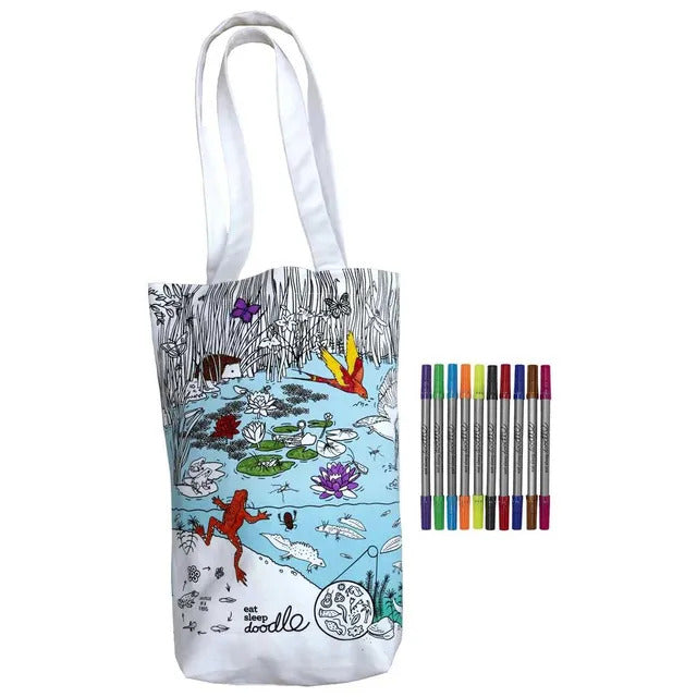 Color-In Pond Life Tote Bag - 38 x 28 cm Cotton - eatsleepdoodle