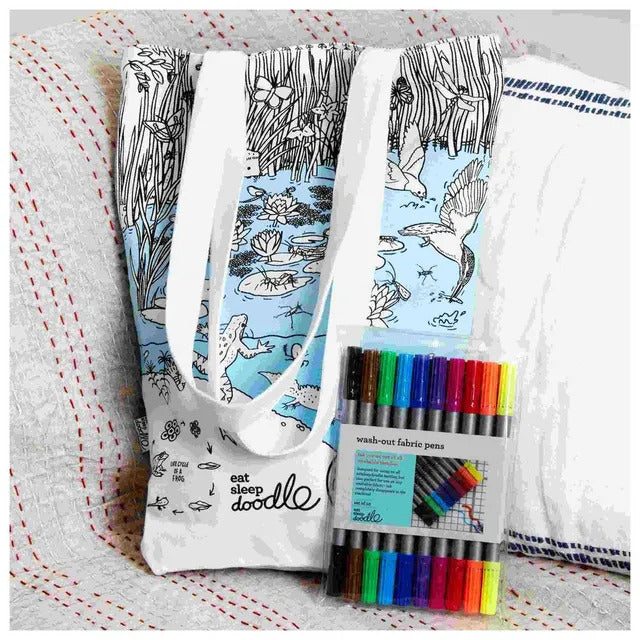 Color-In Pond Life Tote Bag - 38 x 28 cm Cotton - eatsleepdoodle