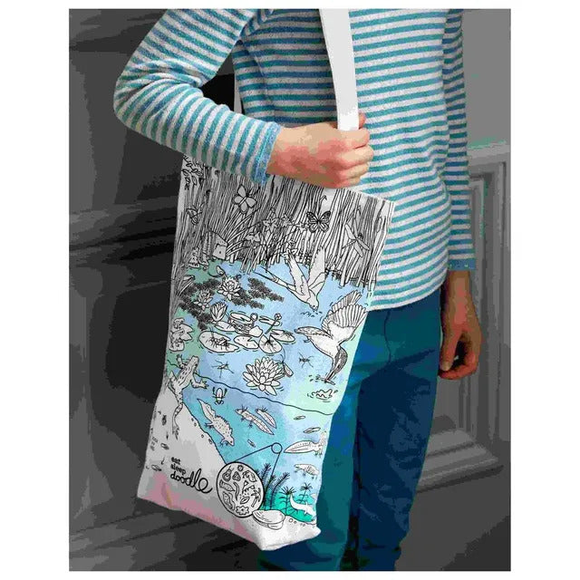 Color-In Pond Life Tote Bag - 38 x 28 cm Cotton - eatsleepdoodle