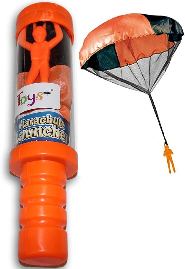 Toys+ Skydiver Parachute Man with Launcher Container Tangle Free