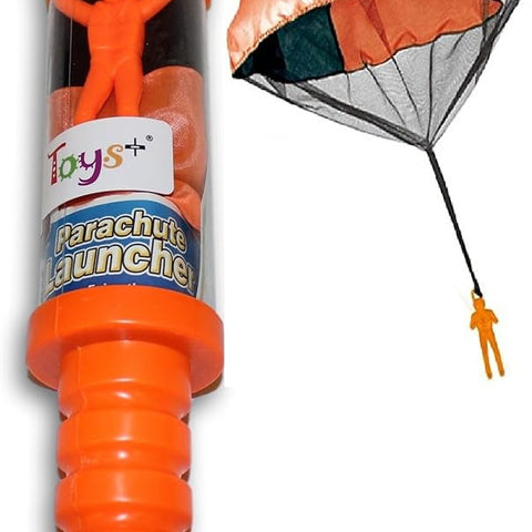 Toys+ Skydiver Parachute Man with Launcher Container Tangle Free