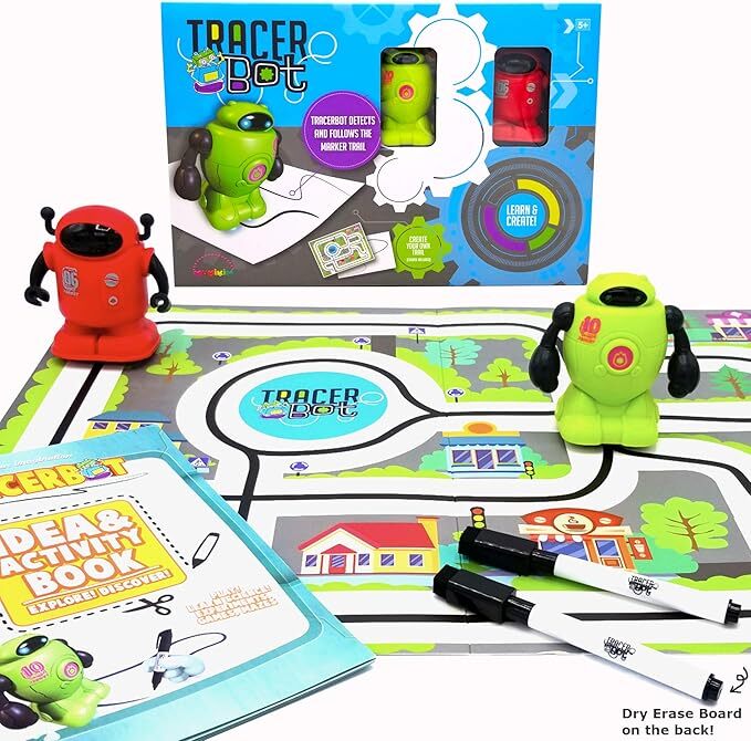TracerBot Set - Two STEM Robots That Follow Lines You Draw